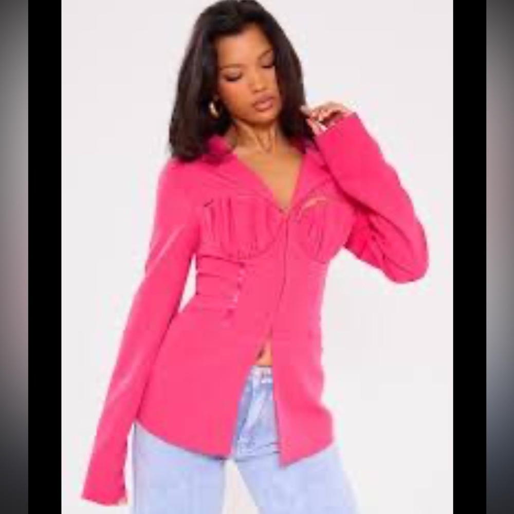 Pretty Little Thing Stylish Pink Cutout Blazer